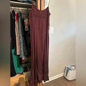 Doen Maroon Dress with White Dots